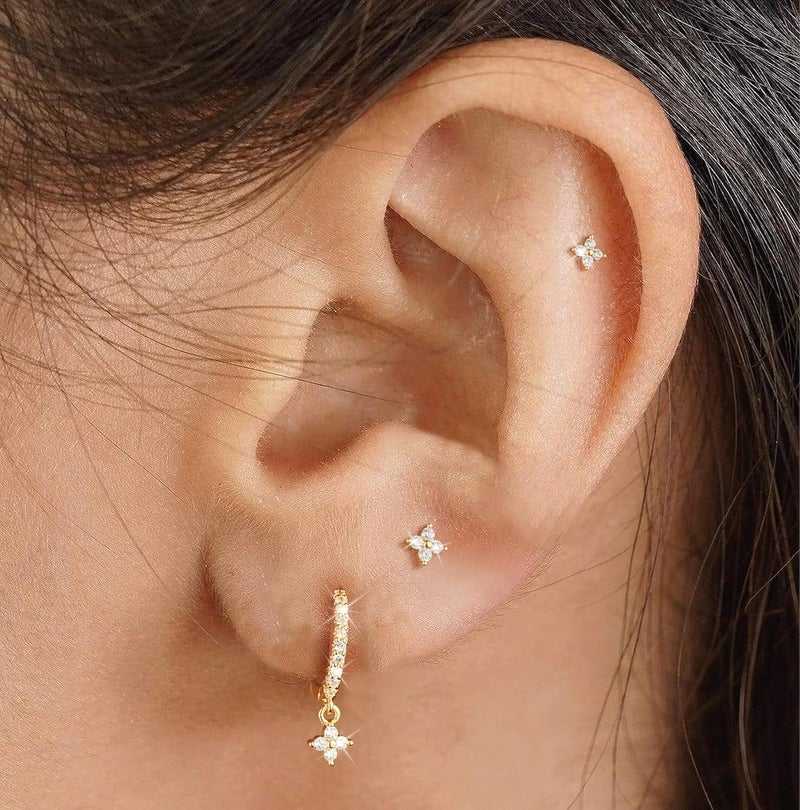 Funsanny Store Gold Ear Cuffs Earrings for Women Non Piercing - Clip on Cartilage Earrings Dainty 14K Gold Sterling Silver Plated Cubic Zirconia Huggie Hoop Earring for Women No Tarnish Trendy Jewelry Set - Image 3